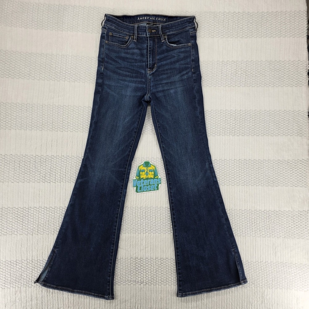 AE AMERICAN EAGLE 4 R SUPER HIGH RISE FLARE NEXT LEVEL STRETCH WOMENS JEANS